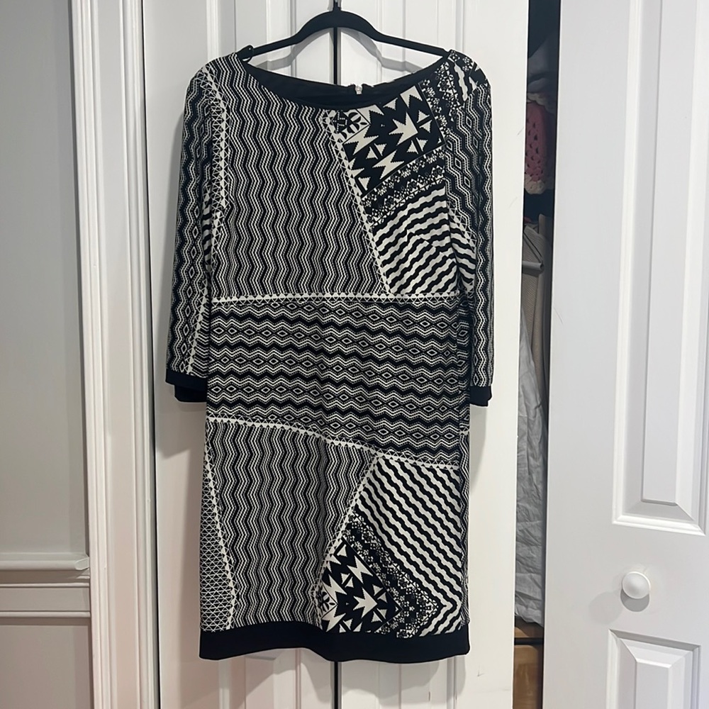 Long sleeve black and white dress